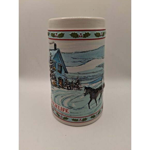 Miller High Life Beer Stein Christmas Holiday Winter Scene Ceramarte - Picture 2 of 4